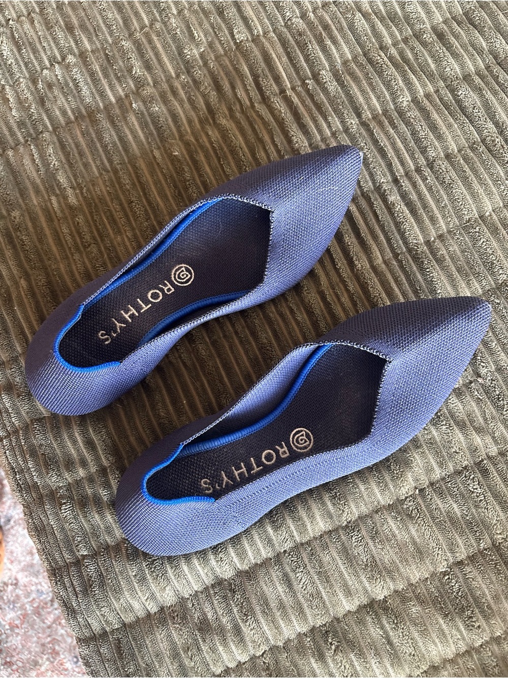 Rothy's Pointed Knit Flats in Navy
